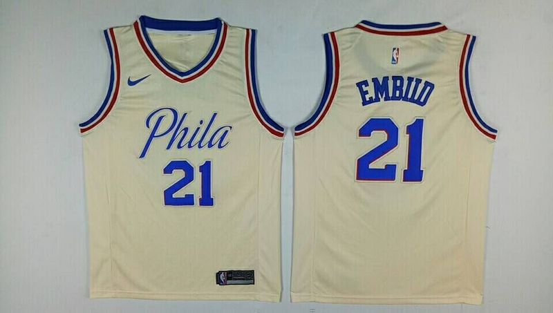 Men Philadelphia 76ers #21 Embiid Gream City Edition Nike NBA Jerseys